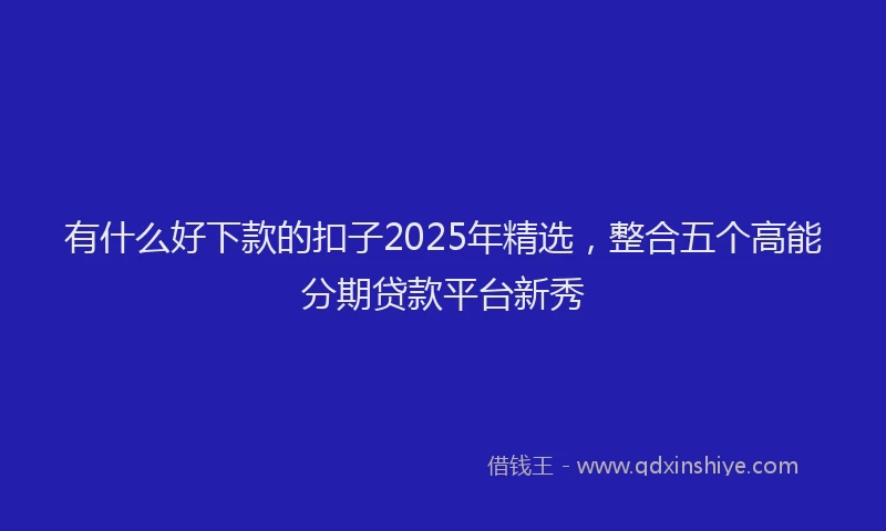 有什么好下款的扣子2025年精选，整合五个高能分期贷款平台新秀