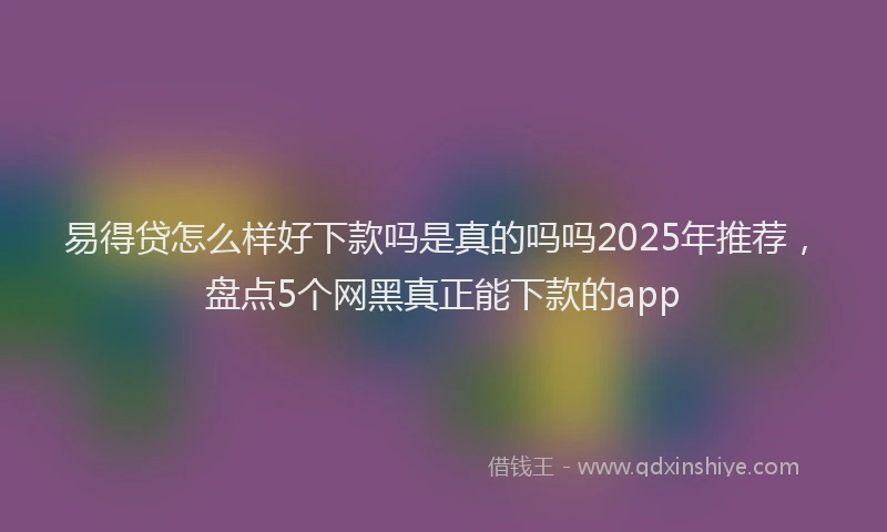易得贷怎么样好下款吗是真的吗吗2025年推荐，盘点5个网黑真正能下款的app