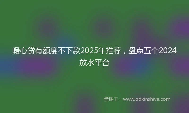 暖心贷有额度不下款2025年推荐，盘点五个2024放水平台
