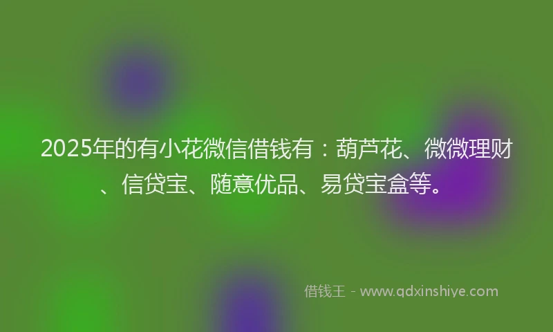 2025年的有小花微信借钱有：葫芦花、微微理财、信贷宝、随意优品、易贷宝盒等。