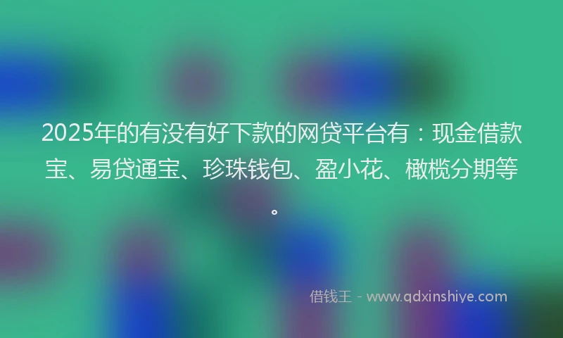 2025年的有没有好下款的网贷平台有：现金借款宝、易贷通宝、珍珠钱包、盈小花、橄榄分期等。