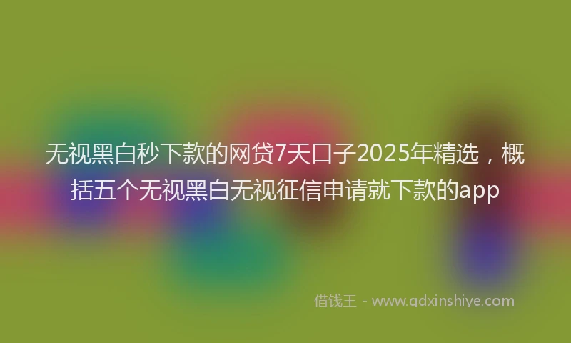 无视黑白秒下款的网贷7天口子2025年精选，概括五个无视黑白无视征信申请就下款的app