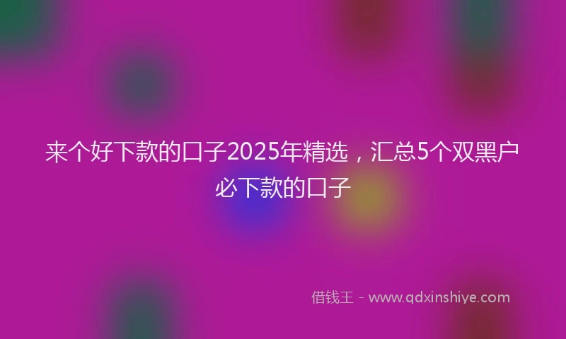 来个好下款的口子2025年精选，汇总5个双黑户必下款的口子