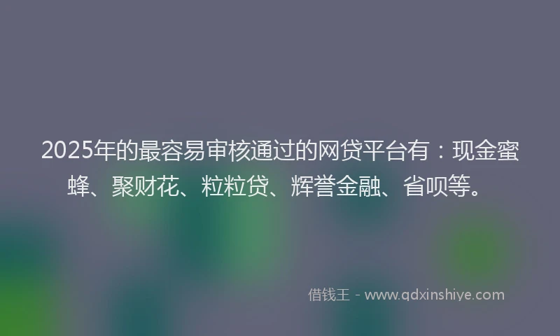 2025年的最容易审核通过的网贷平台有：现金蜜蜂、聚财花、粒粒贷、辉誉金融、省呗等。