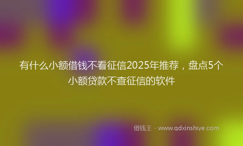 有什么小额借钱不看征信2025年推荐，盘点5个小额贷款不查征信的软件