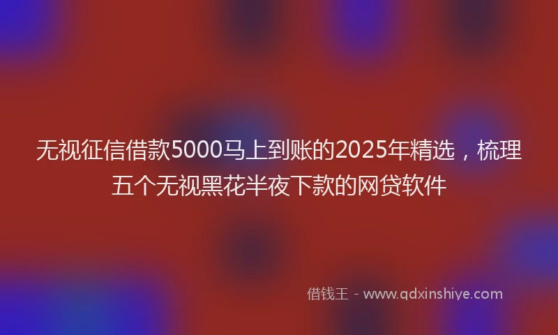 无视征信借款5000马上到账的2025年精选，梳理五个无视黑花半夜下款的网贷软件