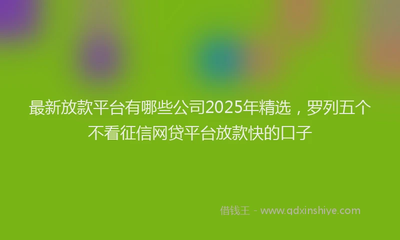最新放款平台有哪些公司2025年精选，罗列五个不看征信网贷平台放款快的口子