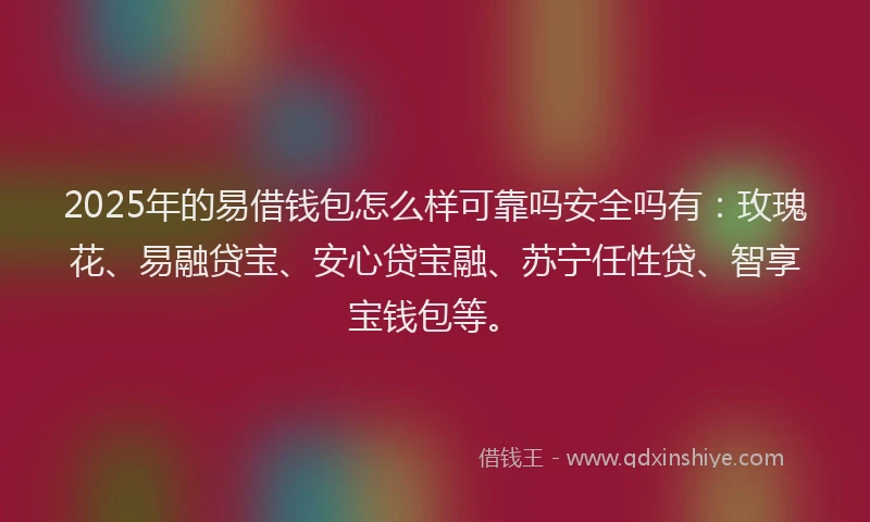 2025年的易借钱包怎么样可靠吗安全吗有：玫瑰花、易融贷宝、安心贷宝融、苏宁任性贷、智享宝钱包等。