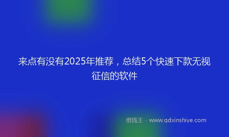 来点有没有2025年推荐，总结5个快速下款无视征信的软件