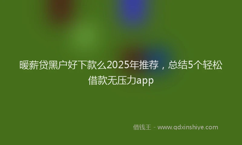 暖薪贷黑户好下款么2025年推荐，总结5个轻松借款无压力app