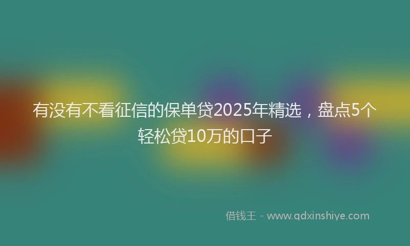 有没有不看征信的保单贷2025年精选，盘点5个轻松贷10万的口子