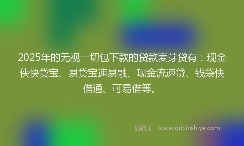2025年的无视一切包下款的贷款麦芽贷有：现金侠快贷宝、易贷宝速易融、现金流速贷、钱袋快借通、可易借等。