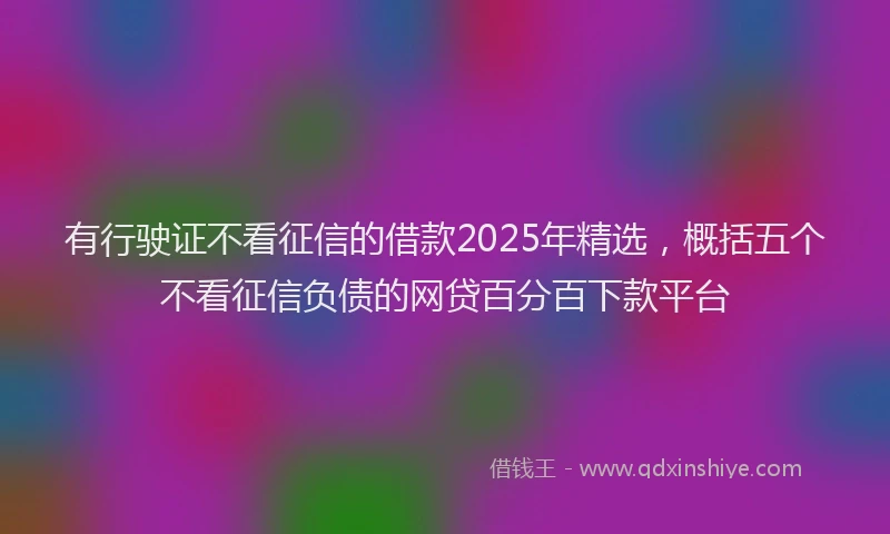 有行驶证不看征信的借款2025年精选，概括五个不看征信负债的网贷百分百下款平台