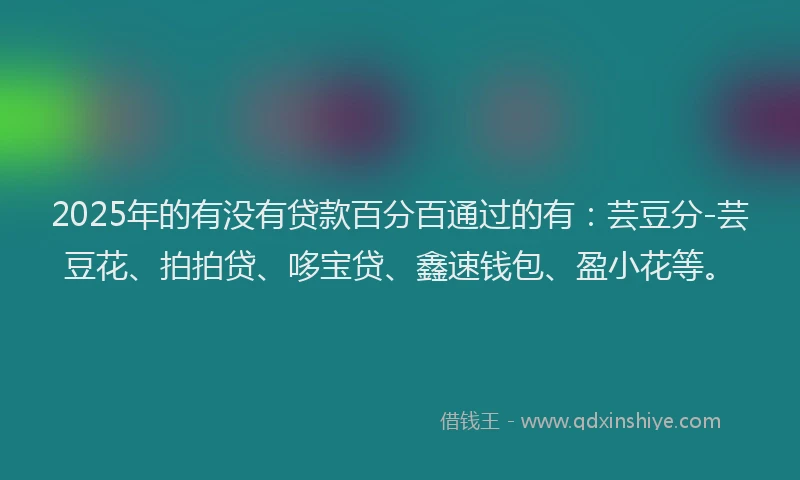 2025年的有没有贷款百分百通过的有：芸豆分-芸豆花、拍拍贷、哆宝贷、鑫速钱包、盈小花等。