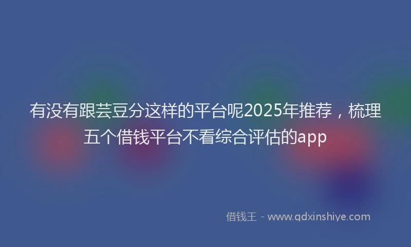 有没有跟芸豆分这样的平台呢2025年推荐，梳理五个借钱平台不看综合评估的app