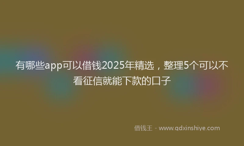 有哪些app可以借钱2025年精选，整理5个可以不看征信就能下款的口子