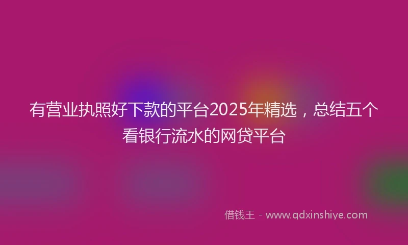 有营业执照好下款的平台2025年精选，总结五个看银行流水的网贷平台