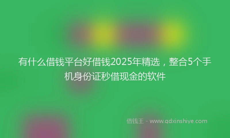 有什么借钱平台好借钱2025年精选，整合5个手机身份证秒借现金的软件