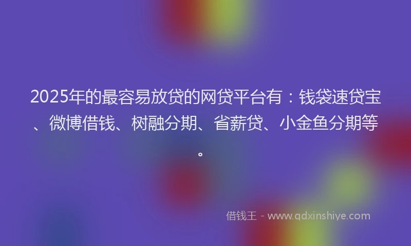 2025年的最容易放贷的网贷平台有:钱袋速贷宝、微博借钱、树融分期、省薪贷、小金鱼分期等。