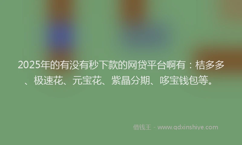 2025年的有没有秒下款的网贷平台啊有：桔多多、极速花、元宝花、紫晶分期、哆宝钱包等。