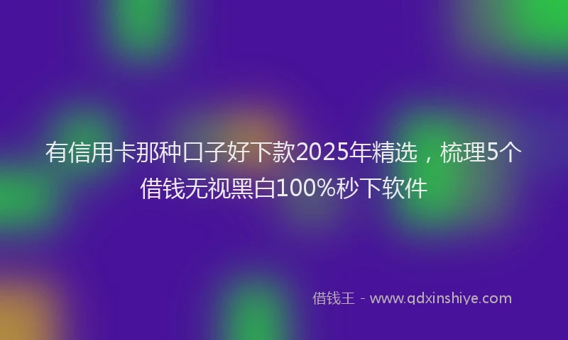 有信用卡那种口子好下款2025年精选，梳理5个借钱无视黑白100%秒下软件