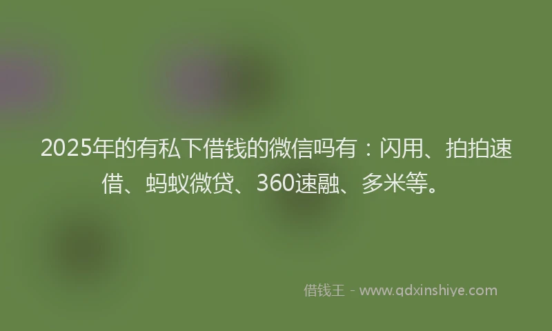 2025年的有私下借钱的微信吗有：闪用、拍拍速借、蚂蚁微贷、360速融、多米等。