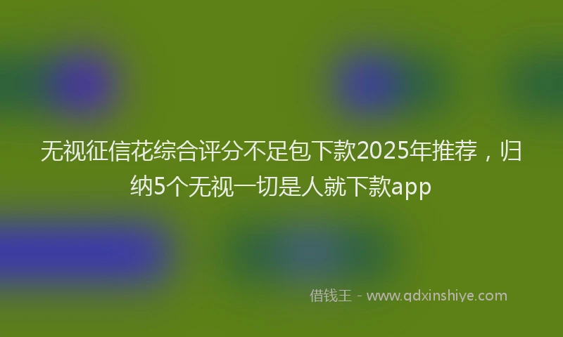 无视征信花综合评分不足包下款2025年推荐，归纳5个无视一切是人就下款app