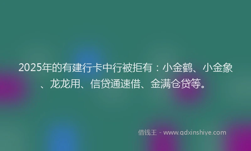 2025年的有建行卡中行被拒有：小金鹤、小金象、龙龙用、信贷通速借、金满仓贷等。