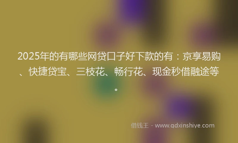 2025年的有哪些网贷口子好下款的有：京享易购、快捷贷宝、三枝花、畅行花、现金秒借融途等。