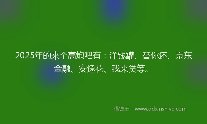 2025年的来个高炮吧有：洋钱罐、替你还、京东金融、安逸花、我来贷等。