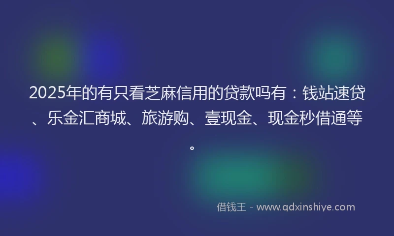 2025年的有只看芝麻信用的贷款吗有：钱站速贷、乐金汇商城、旅游购、壹现金、现金秒借通等。