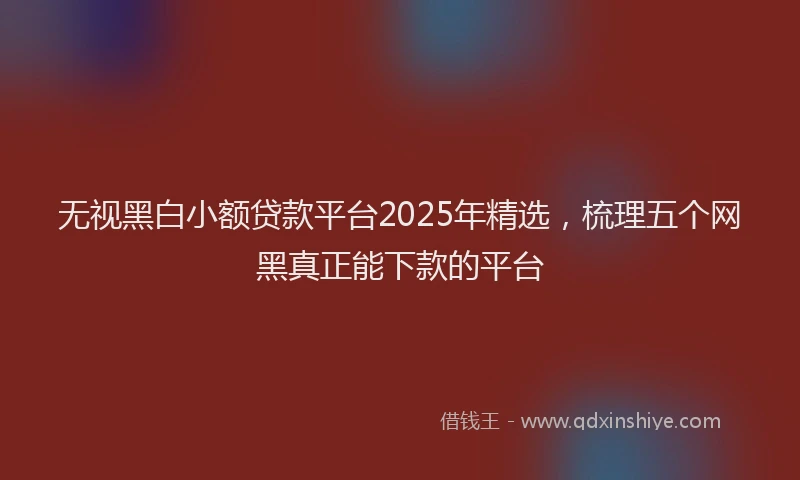 无视黑白小额贷款平台2025年精选，梳理五个网黑真正能下款的平台