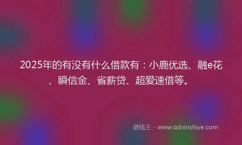 2025年的有没有什么借款有：小鹿优选、融e花、瞬信金、省薪贷、超爱速借等。