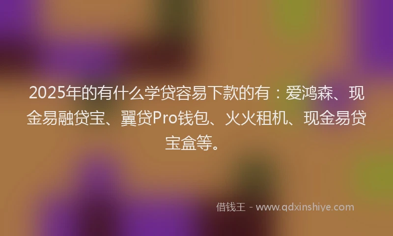2025年的有什么学贷容易下款的有：爱鸿森、现金易融贷宝、翼贷Pro钱包、火火租机、现金易贷宝盒等。