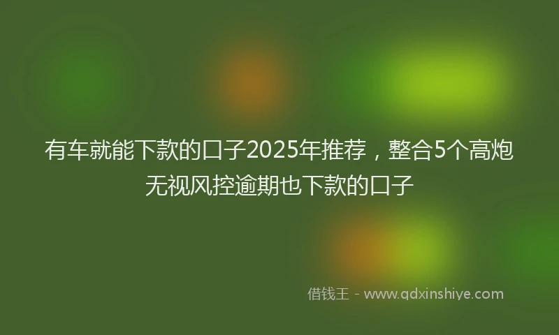 有车就能下款的口子2025年推荐，整合5个高炮无视风控逾期也下款的口子