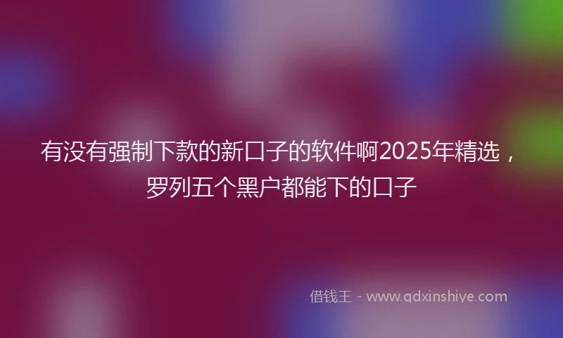 有没有强制下款的新口子的软件啊2025年精选，罗列五个黑户都能下的口子
