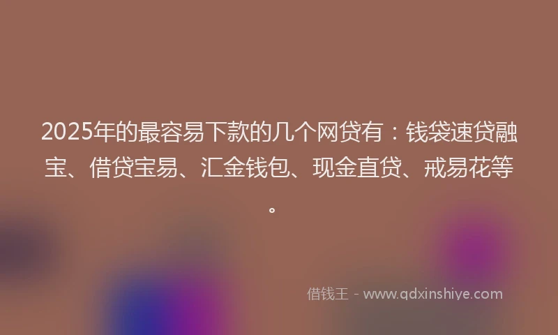2025年的最容易下款的几个网贷有：钱袋速贷融宝、借贷宝易、汇金钱包、现金直贷、戒易花等。