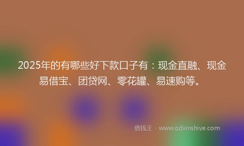 2025年的有哪些好下款口子有：现金直融、现金易借宝、团贷网、零花罐、易速购等。