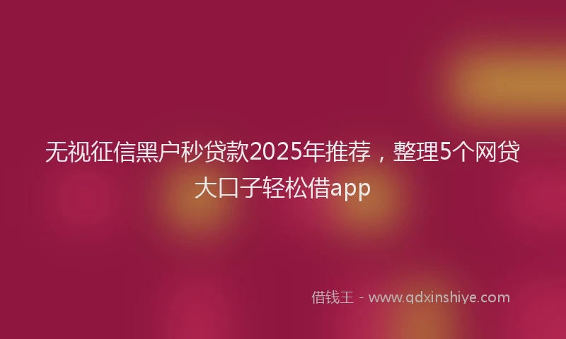 无视征信黑户秒贷款2025年推荐，整理5个网贷大口子轻松借app