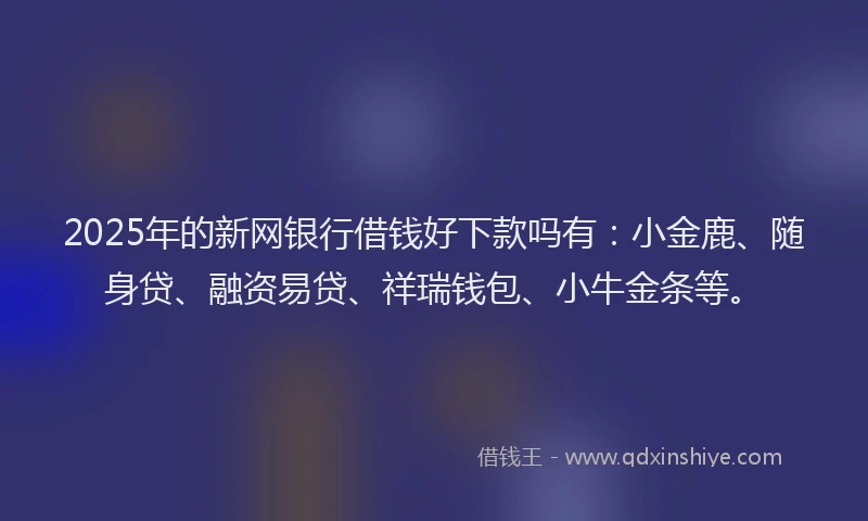 2025年的新网银行借钱好下款吗有：小金鹿、随身贷、融资易贷、祥瑞钱包、小牛金条等。