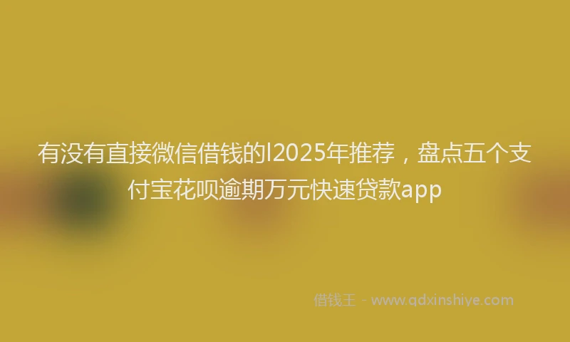 有没有直接微信借钱的l2025年推荐，盘点五个支付宝花呗逾期万元快速贷款app