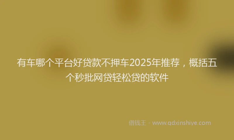 有车哪个平台好贷款不押车2025年推荐，概括五个秒批网贷轻松贷的软件