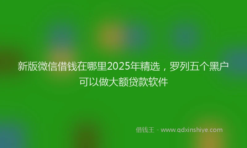 新版微信借钱在哪里2025年精选，罗列五个黑户可以做大额贷款软件
