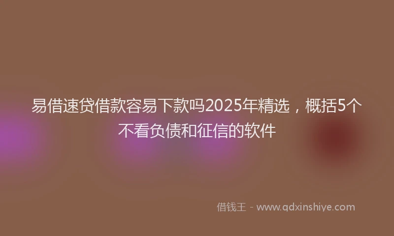 易借速贷借款容易下款吗2025年精选，概括5个不看负债和征信的软件