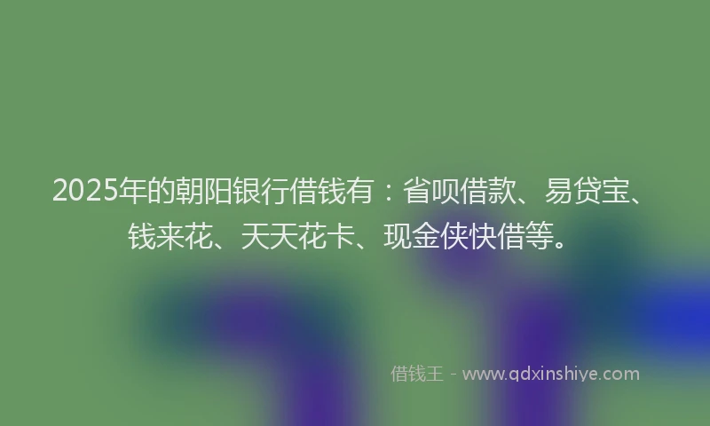 2025年的朝阳银行借钱有：省呗借款、易贷宝、钱来花、天天花卡、现金侠快借等。