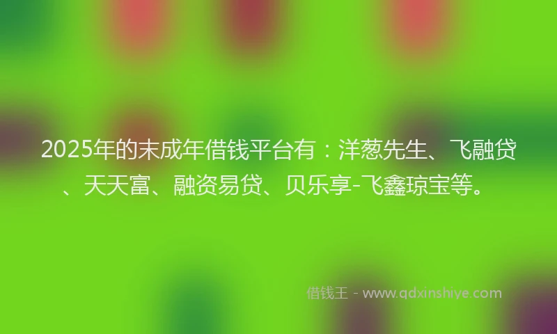 2025年的末成年借钱平台有：洋葱先生、飞融贷、天天富、融资易贷、贝乐享-飞鑫琼宝等。