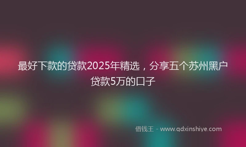 最好下款的贷款2025年精选，分享五个苏州黑户贷款5万的口子