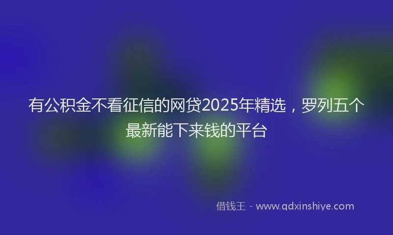 有公积金不看征信的网贷2025年精选，罗列五个最新能下来钱的平台