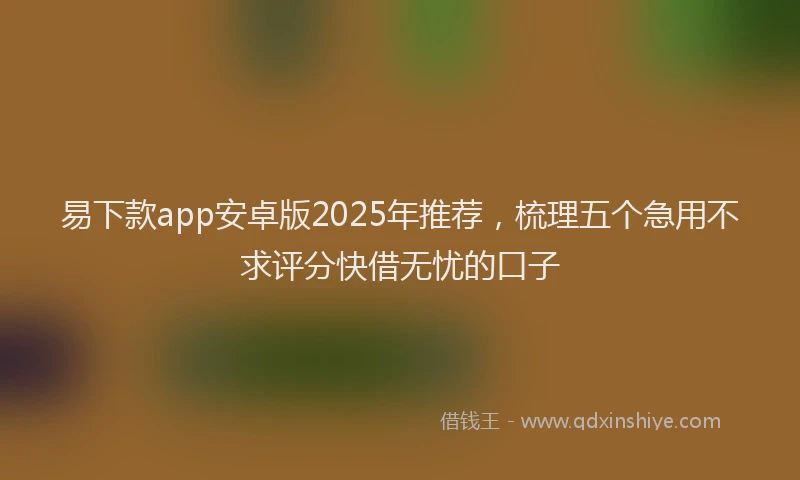 易下款app安卓版2025年推荐，梳理五个急用不求评分快借无忧的口子