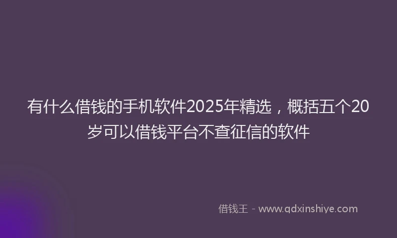有什么借钱的手机软件2025年精选，概括五个20岁可以借钱平台不查征信的软件
